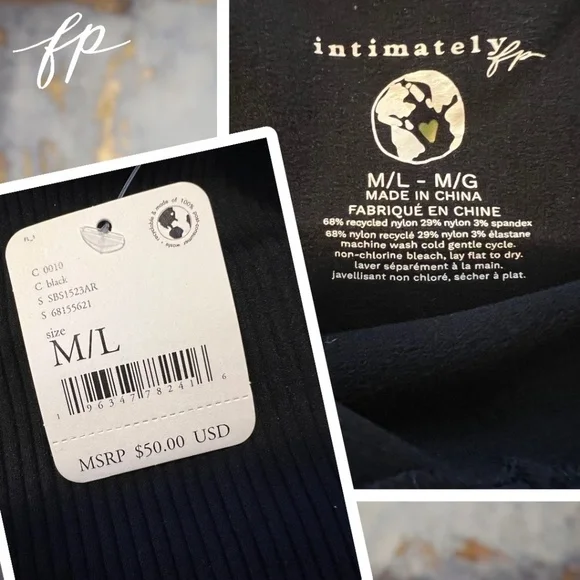 FREE PEOPLE XYZ Ribbed Sleeveless Stretch Fit Thong Bodysuit in Black NWT - Picture 13 of 16